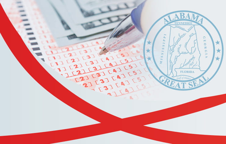 A lottery sheet and the Alabama state seal