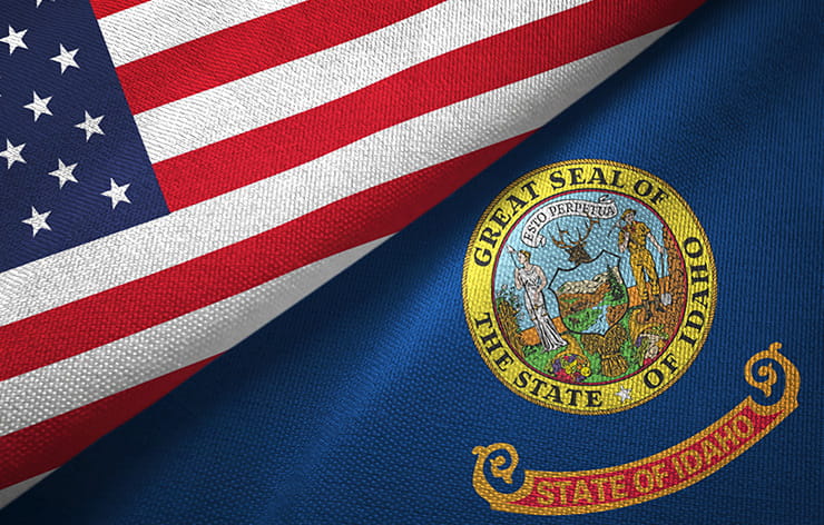 The Idaho flag and the American flag