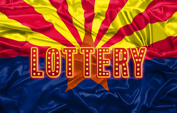 Arizona flag with a lottery banner