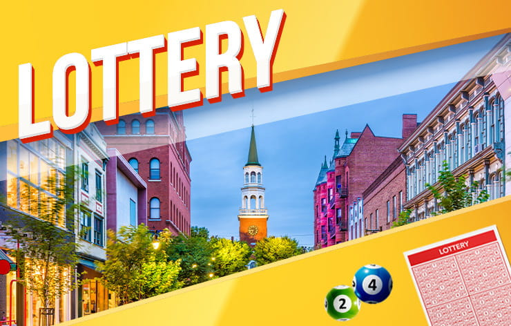 A view of downtown Montpelier, VT, with the word 'Lottery' in the foreground.