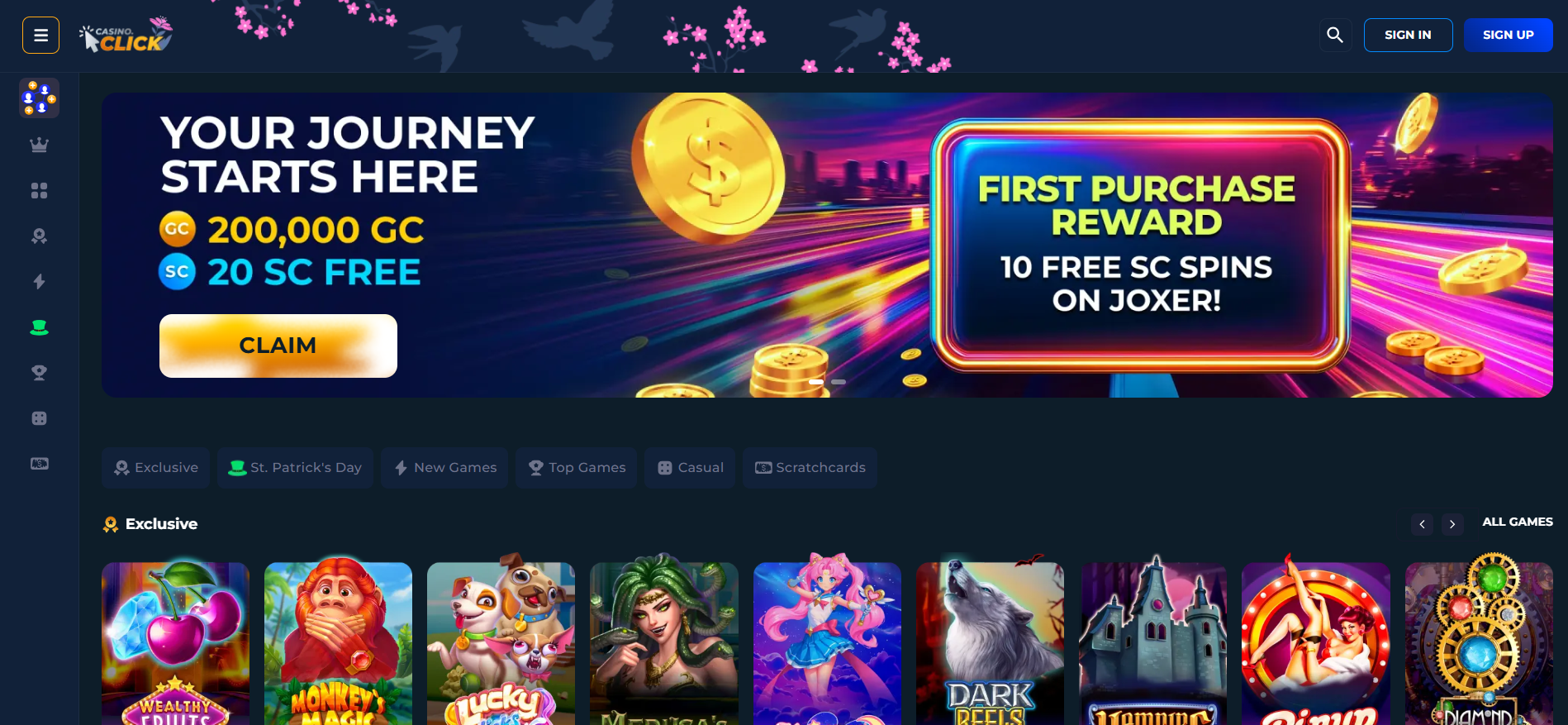 Casino Click homepage screenshot