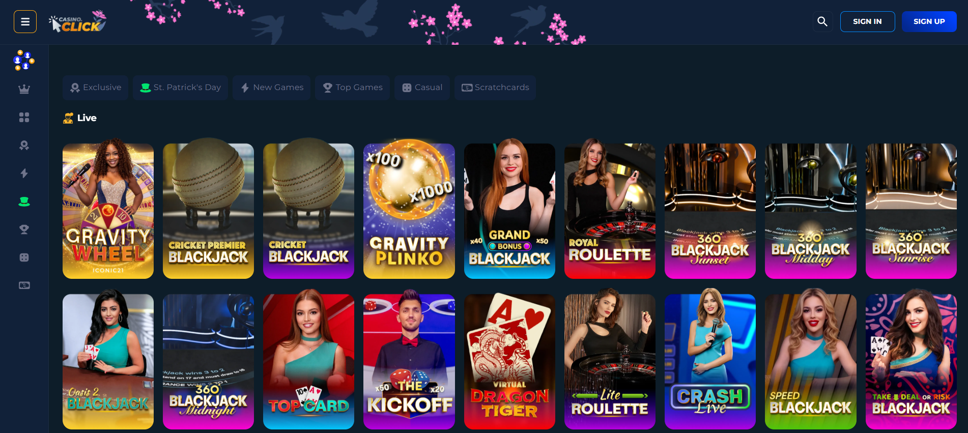 Casino Click live casino screenshot