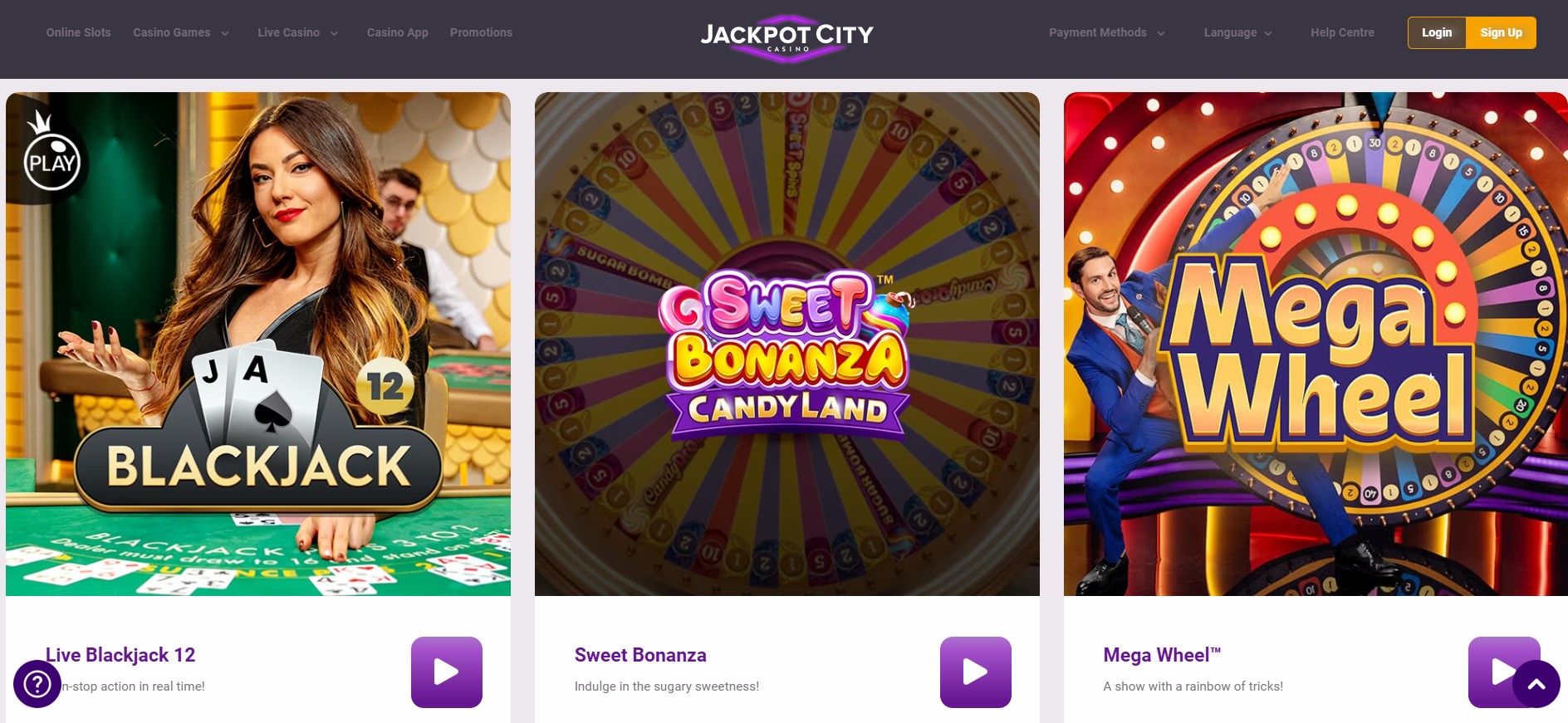 Jackpot City Casino live casino screenshot