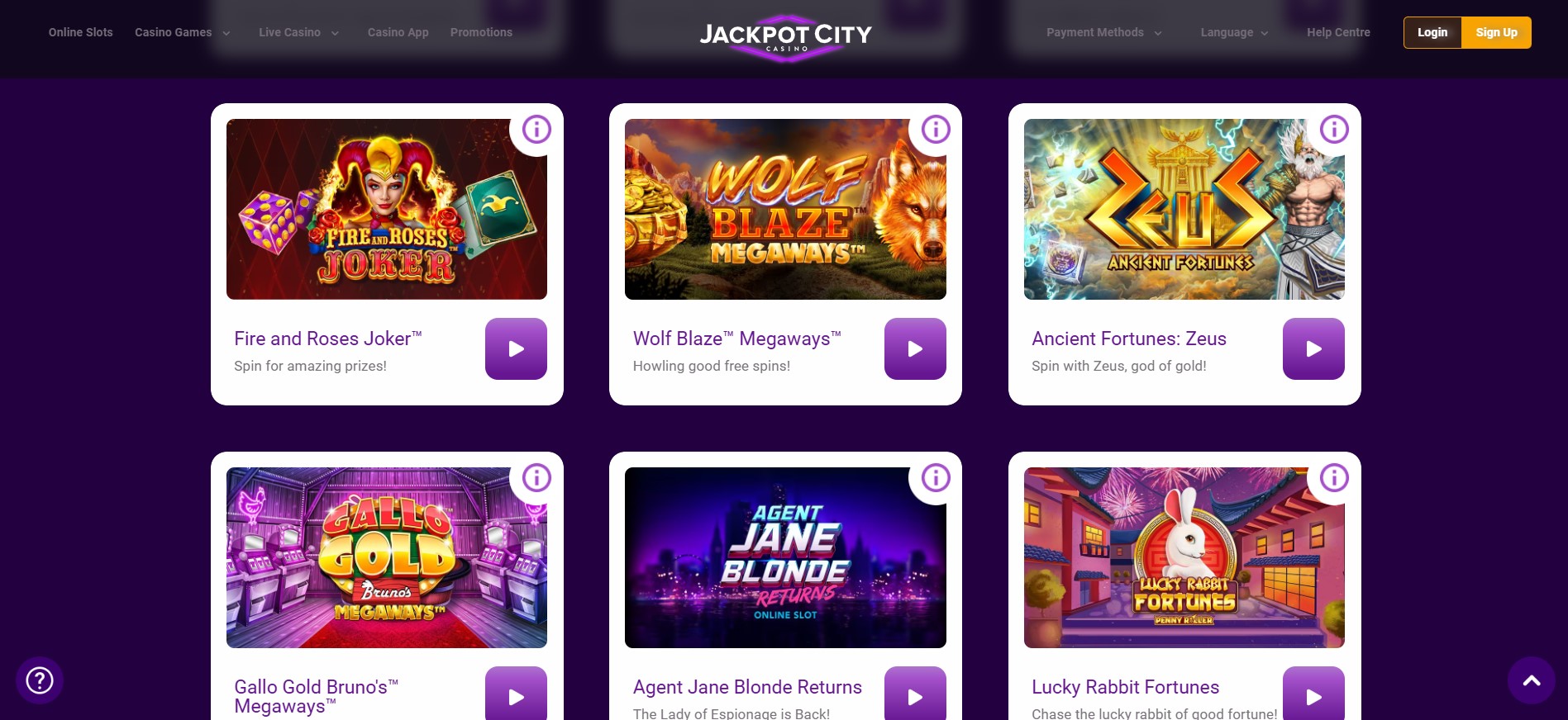 Jackpot City Casino slots screenshot