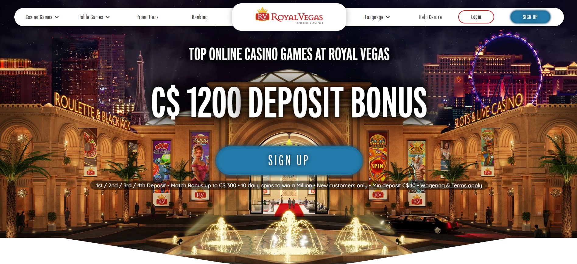 Royal Vegas Casino homepage screenshot