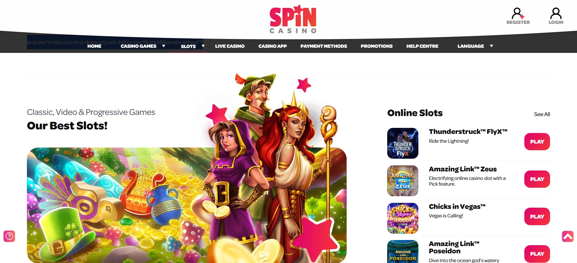 Spin Casino slots screenshot